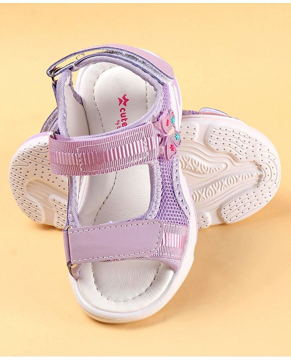 Cute Walk by Babyhug Sandals with Velcro Closure & Butterfly Applique - Purple