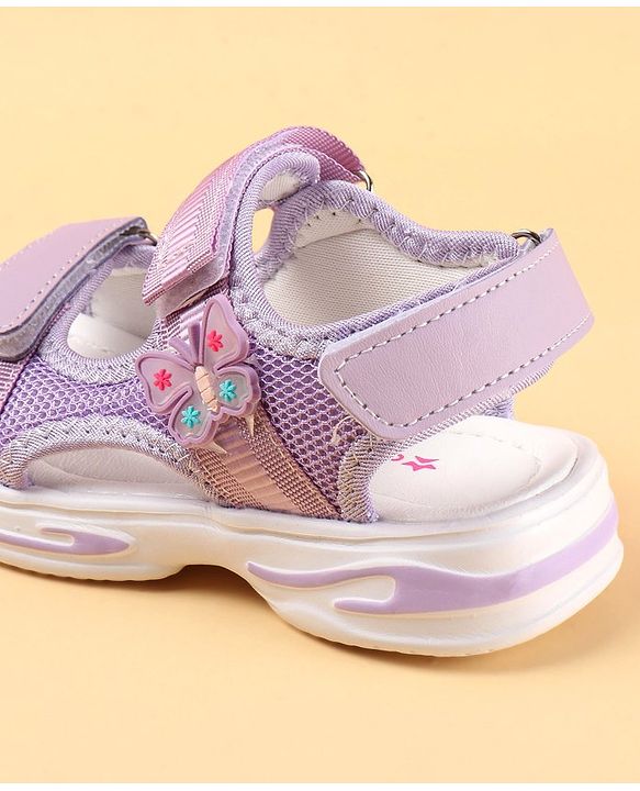 Cute Walk by Babyhug Sandals with Velcro Closure & Butterfly Applique - Purple