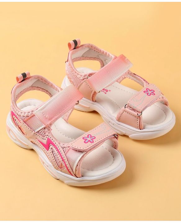 Cute Walk by Babyhug Velcro Closure Sandals With Floral Design - Pink