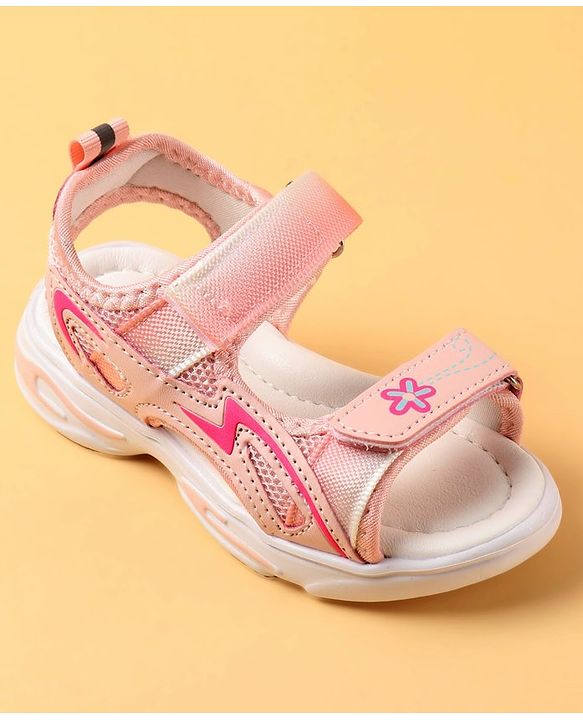 Cute Walk by Babyhug Velcro Closure Sandals With Floral Design - Pink