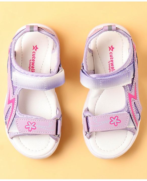 Cute Walk by Babyhug Velcro Closure Sandals With Floral Design - Pink