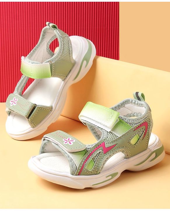 Cute Walk by Babyhug Velcro Closure Sandals With Floral Design - Pink