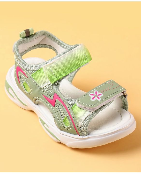 Cute Walk by Babyhug Velcro Closure Sandals With Floral Design - Pink