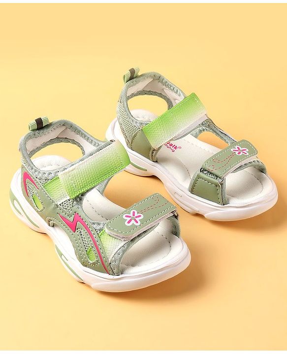 Cute Walk by Babyhug Velcro Closure Sandals With Floral Design - Pink