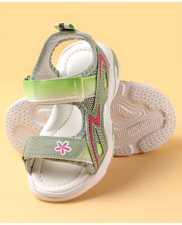 Cute Walk by Babyhug Velcro Closure Sandals With Floral Design - Pink