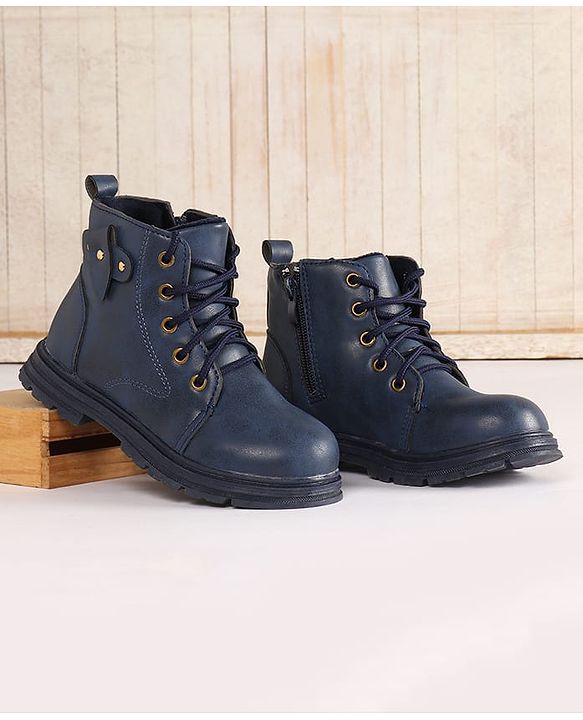 Pine Kids Winter Boots with Lace Up Closure -  Blue