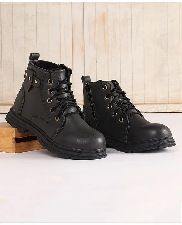 Buy Pine Kids Winter Boots with Lace Up Closure Black for Boys