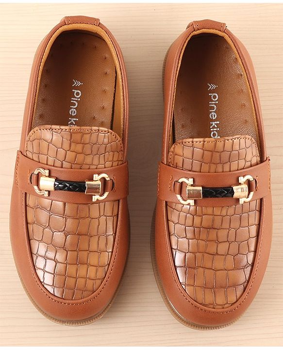 Pine Kids Slip On Party Wear Loafers - Brown