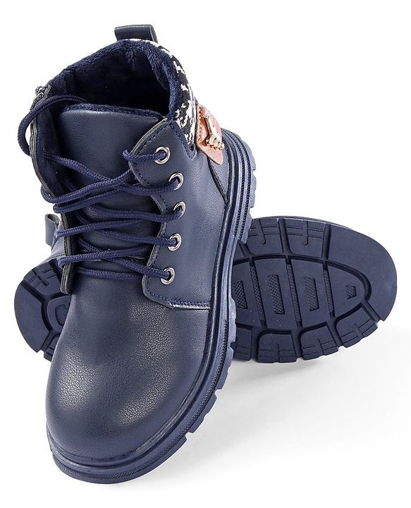 Pine Kids Winter Boots with Lace Up Closure - Blue