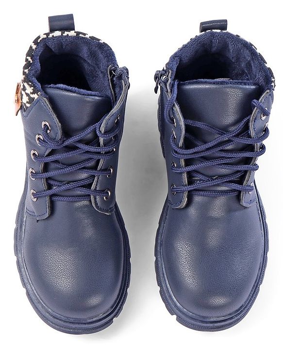 Pine Kids Winter Boots with Lace Up Closure - Blue