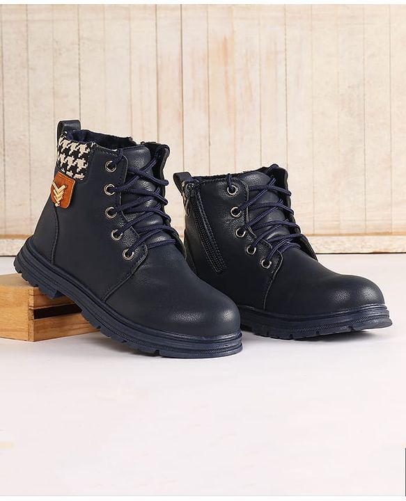 Pine Kids Winter Boots with Lace Up Closure - Blue