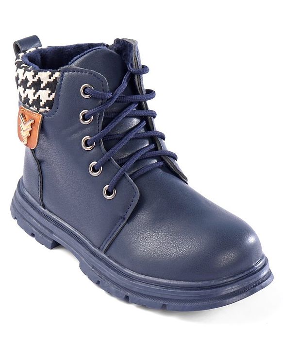 Pine Kids Winter Boots with Lace Up Closure - Blue