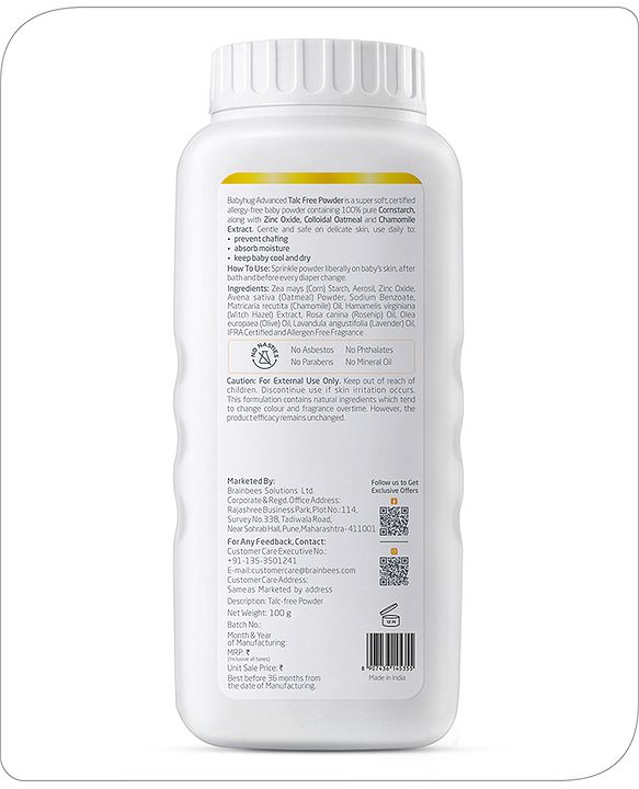 Babyhug Advanced Talc-Free Powder - 100 g