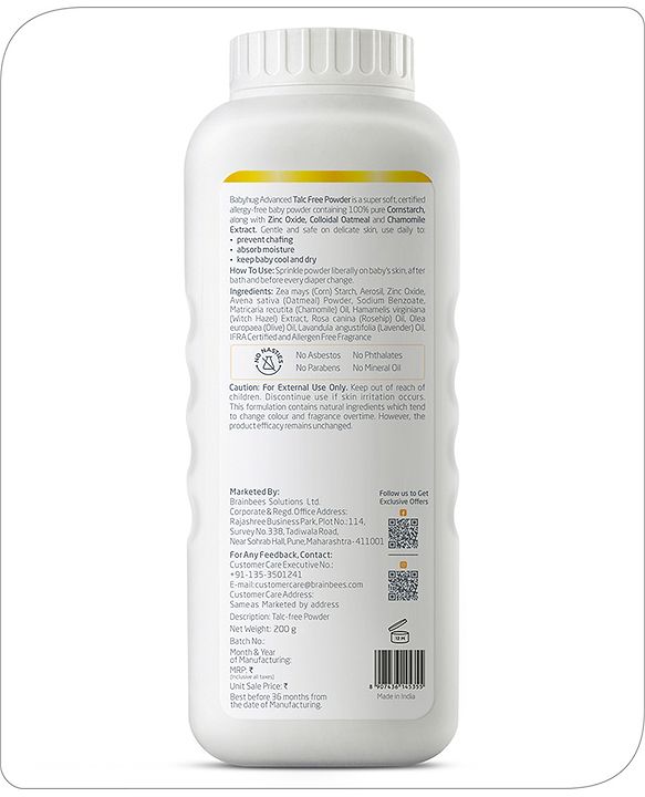 Babyhug Advanced Talc-Free Powder - 100 g