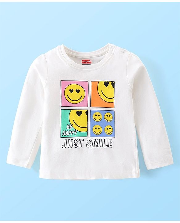 Babyhug Cotton Knit Full Sleeves Night Suit With Simile Print -Multicolor