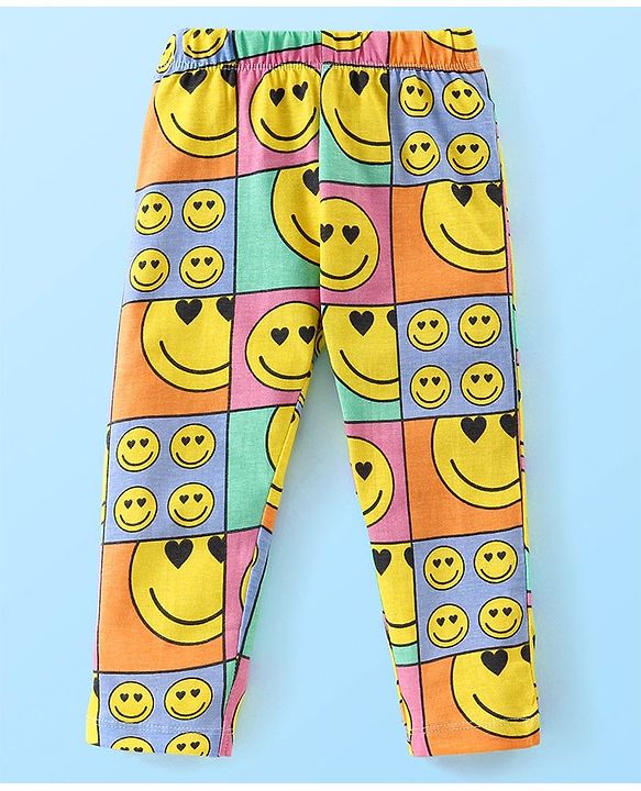 Babyhug Cotton Knit Full Sleeves Night Suit With Simile Print -Multicolor