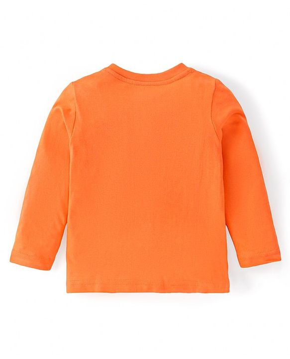 Babyhug Cotton Knit Full Sleeves Night Suit With Halloween Theme Pumpkin Print - Orange