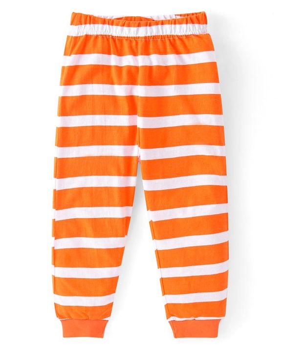 Babyhug Cotton Knit Full Sleeves Night Suit With Halloween Theme Pumpkin Print - Orange