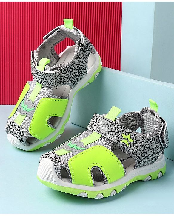Cute Walk by Babyhug Sandals With Velcro Closure Abstract Print - Grey