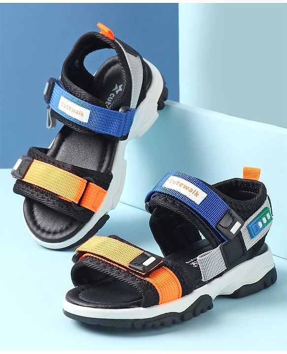 Cute Walk by Babyhug Sandals with Velcro Closure - Blue & Orange