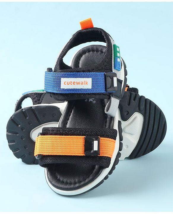 Cute Walk by Babyhug Sandals with Velcro Closure - Blue & Orange