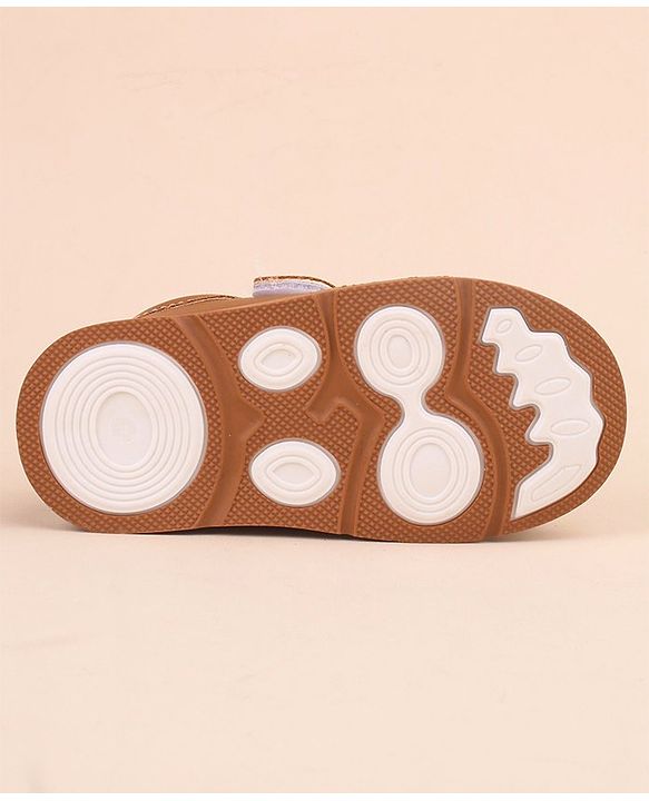 Cute Walk by Babyhug Velcro Closure Formal & Party Wear Shoes with Applique - Brown