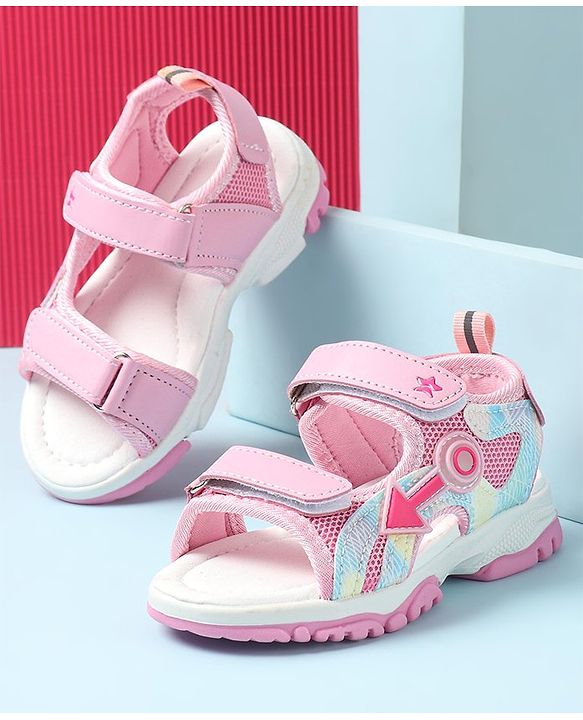 Cute Walk by Babyhug Sandals with Velcro Closure & Applique - Pink