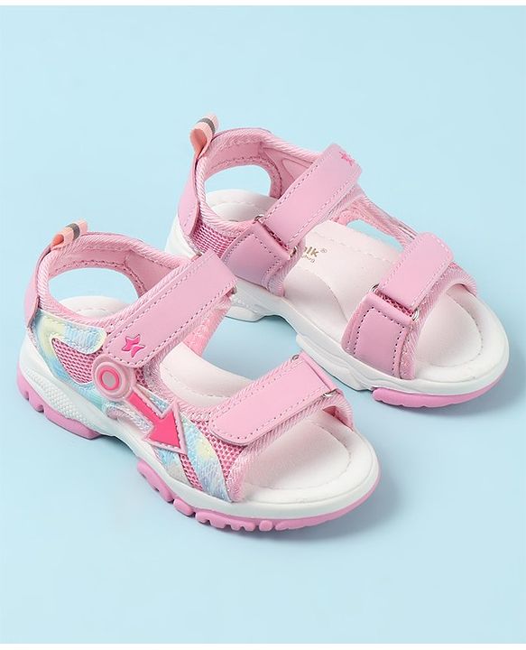 Cute Walk by Babyhug Sandals with Velcro Closure & Applique - Pink