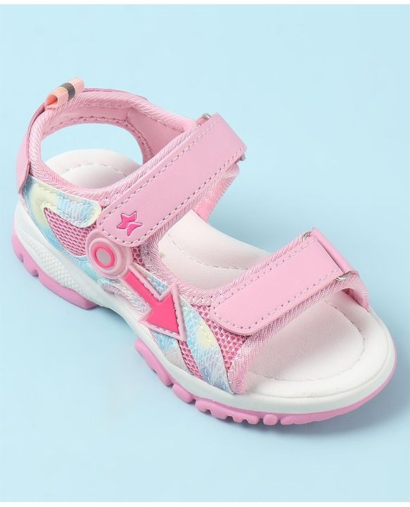 Cute Walk by Babyhug Sandals with Velcro Closure & Applique - Pink