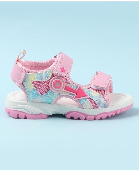 Cute Walk by Babyhug Sandals with Velcro Closure & Applique - Pink