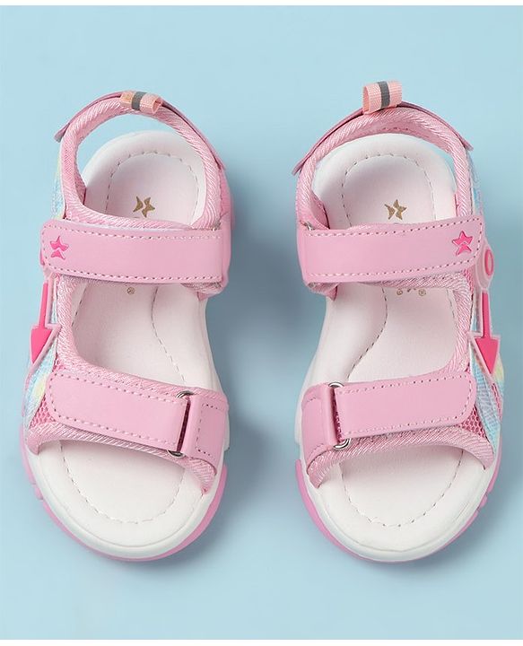 Cute Walk by Babyhug Sandals with Velcro Closure & Applique - Pink