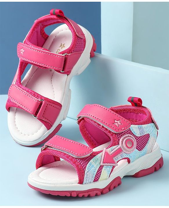 Cute Walk by Babyhug Sandals with Velcro Closure & Applique - Pink