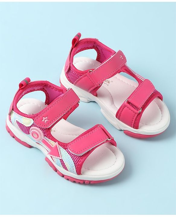 Cute Walk by Babyhug Sandals with Velcro Closure & Applique - Pink