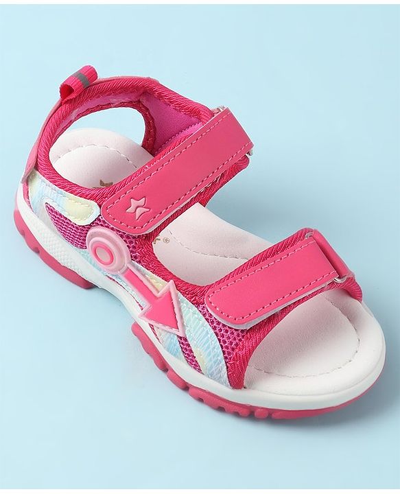 Cute Walk by Babyhug Sandals with Velcro Closure & Applique - Pink
