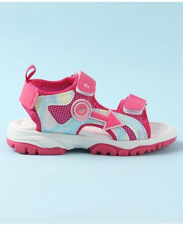 Cute Walk by Babyhug Sandals with Velcro Closure & Applique - Pink
