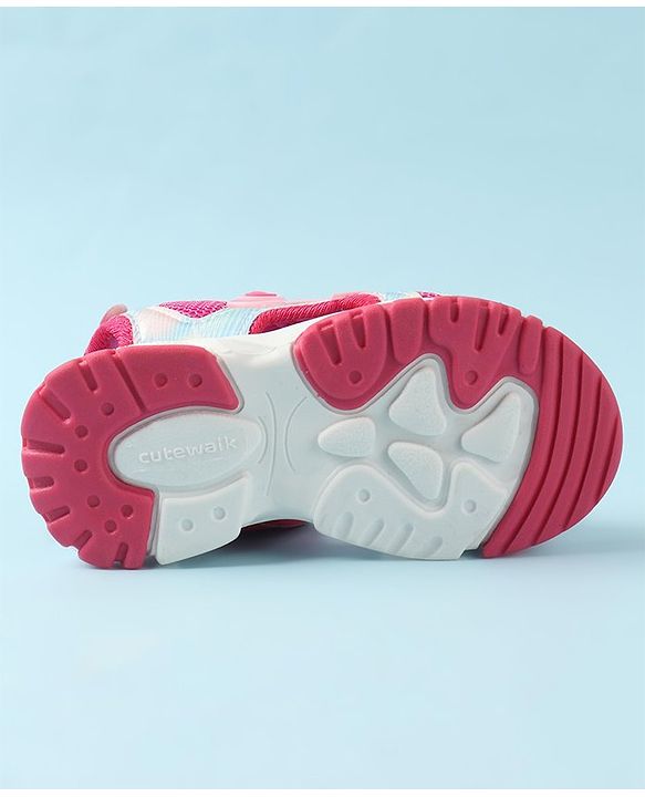 Cute Walk by Babyhug Sandals with Velcro Closure & Applique - Pink