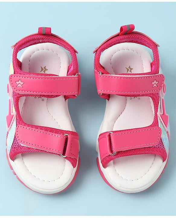 Cute Walk by Babyhug Sandals with Velcro Closure & Applique - Pink