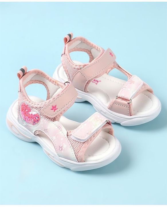 Cute Walk by Babyhug Velcro Closure Sandals with Heart Applique - Pink