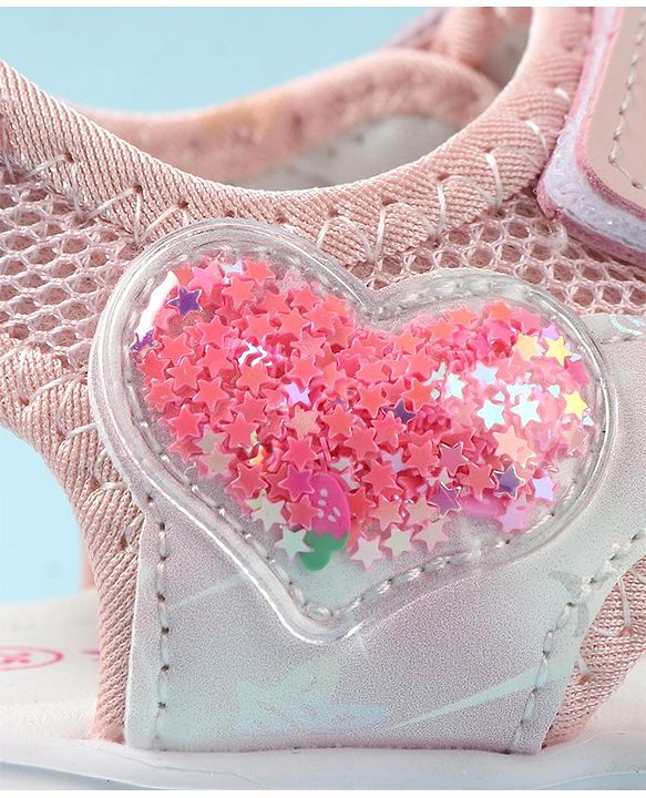 Cute Walk by Babyhug Velcro Closure Sandals with Heart Applique - Pink