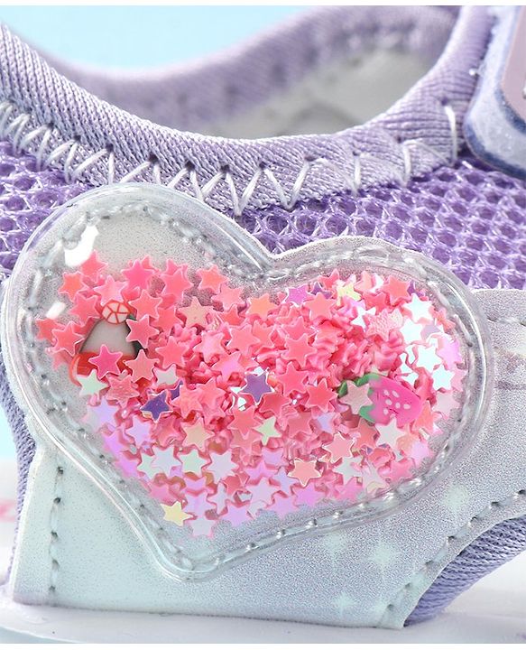 Cute Walk by Babyhug Velcro Closure Sandals with Heart Applique - Purple