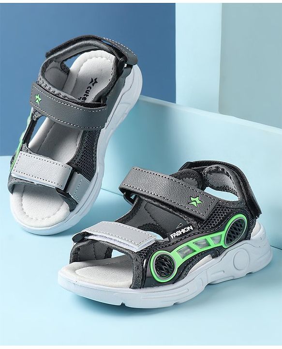 Cute Walk by Babyhug Sandals with Velcro Closure - Grey