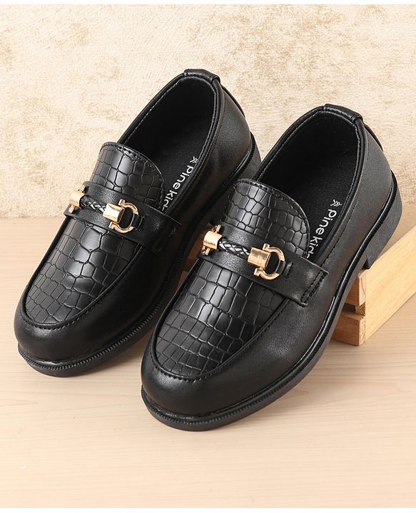 Pine Kids Slip On Party Wear Shoes with Applique - Black