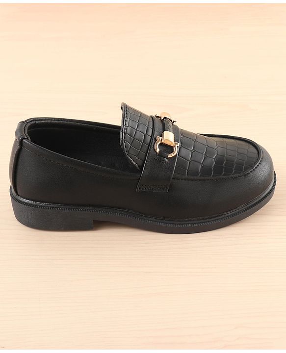 Pine Kids Slip On Party Wear Shoes with Applique - Black