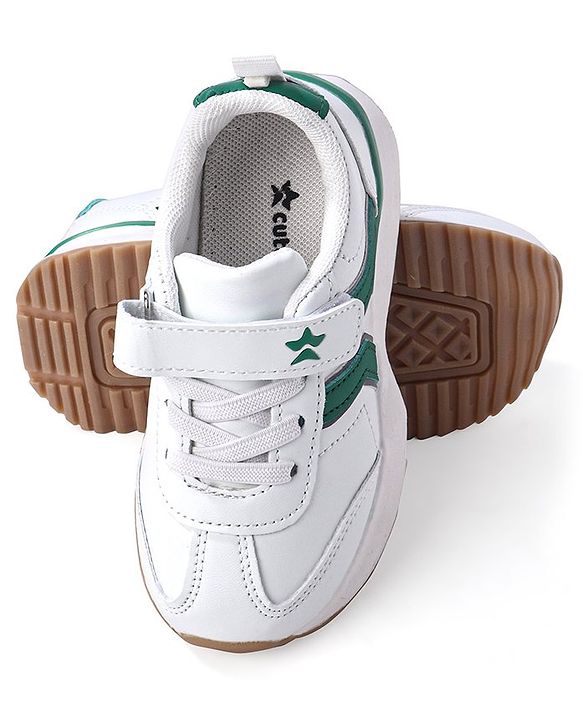 Cute Walk by Babyhug Velcro Closure Sneakers - White & Green