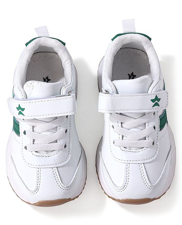 Cute Walk by Babyhug Velcro Closure Sneakers - White & Green