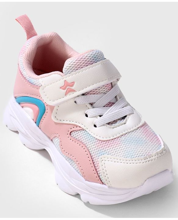 Cute Walk by Babyhug Velcro Closure Sneakers - White & Pink