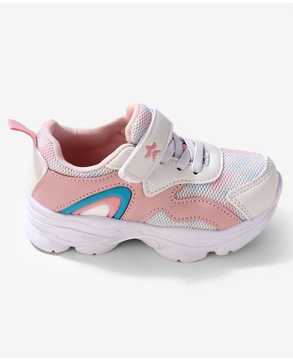 Cute Walk by Babyhug Velcro Closure Sneakers - White & Pink
