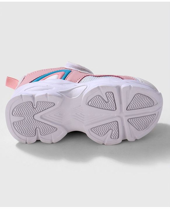 Cute Walk by Babyhug Velcro Closure Sneakers - White & Pink