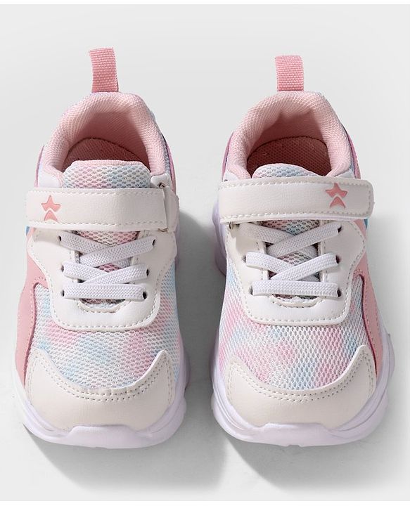 Cute Walk by Babyhug Velcro Closure Sneakers - White & Pink