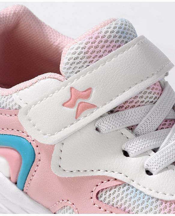 Cute Walk by Babyhug Velcro Closure Sneakers - White & Pink